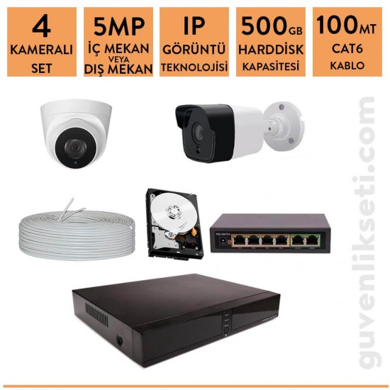 TECHVİSİON 5MP 4 KAMERALI İP KAMERA SİSTEMİ